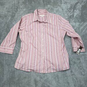 Merona Womens Pink & White Striped Button-Up Shirt XXL Cotton Blend NWT 6075